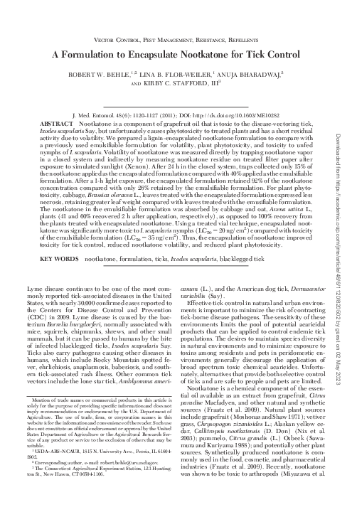 (PDF) A Formulation to Encapsulate Nootkatone for Tick Control