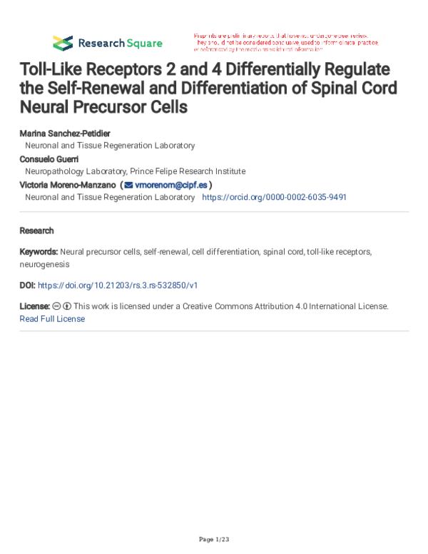 (PDF) Toll-Like Receptors 2 and 4 Differentially Regulate the Self ...