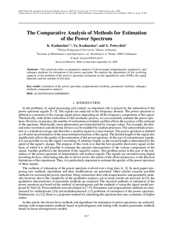 (PDF) The comparative analysis of methods for estimation of the power ...