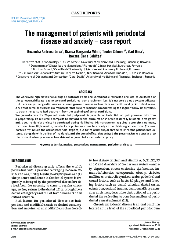 (PDF) The management of patients with periodontal disease and anxiety ...
