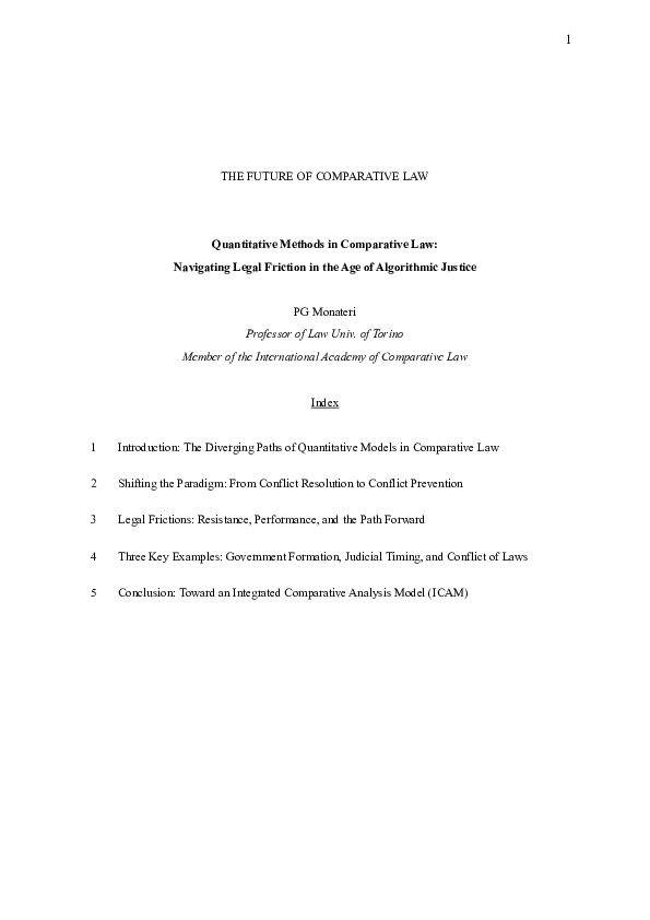 (PDF) THE FUTURE OF COMPARATIVE LAW Quantitative Methods in Comparative ...