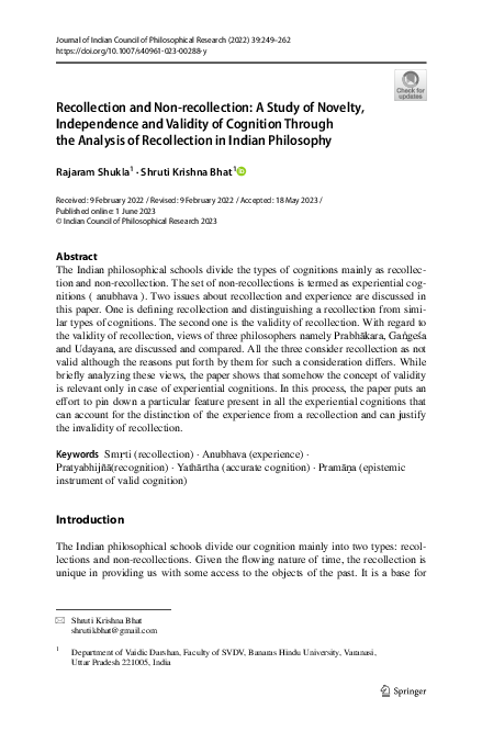 (PDF) Recollection and Non-recollection: A Study of Novelty ...