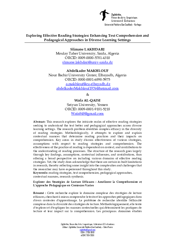 (PDF) Exploring Effective Reading Strategies: Enhancing Text ...