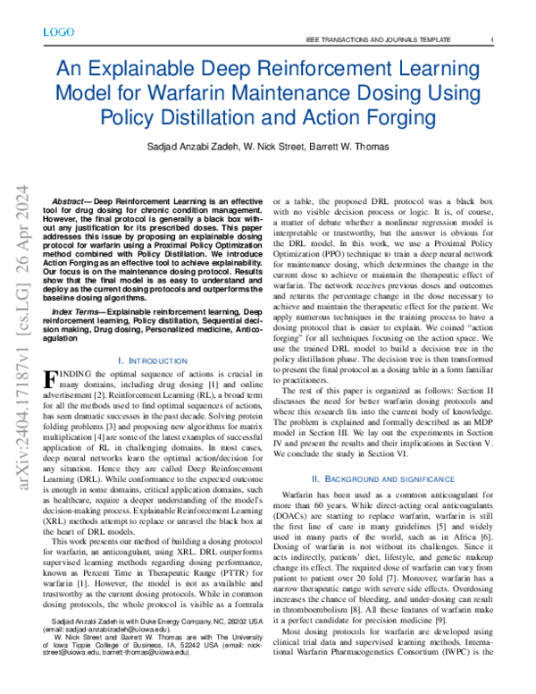 (PDF) An Explainable Deep Reinforcement Learning Model for Warfarin ...