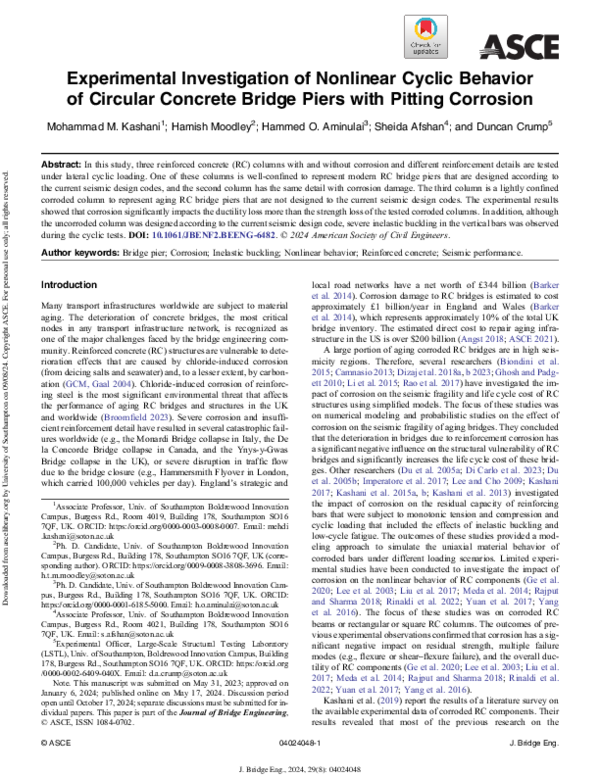 (PDF) Experimental Investigation of Nonlinear Cyclic Behavior of ...