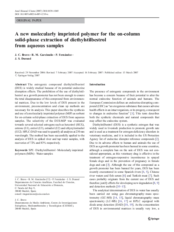 (PDF) A new molecularly imprinted polymer for the on-column solid-phase ...