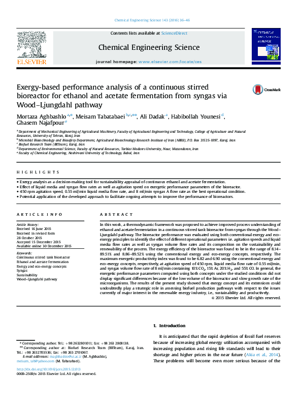 (PDF) Exergy-based performance analysis of a continuous stirred ...