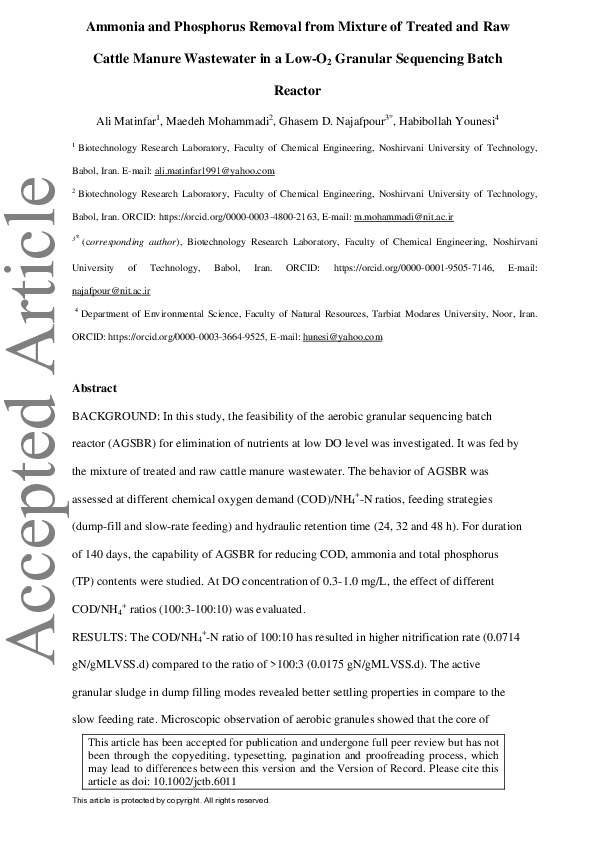 (PDF) Ammonia and phosphorus removal from mixture of treated and raw ...