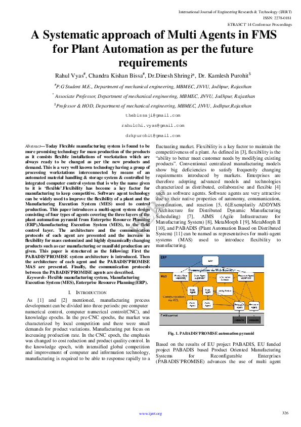 (PDF) A Systematic approach of Multi Agents in FMS for Plant Automation ...