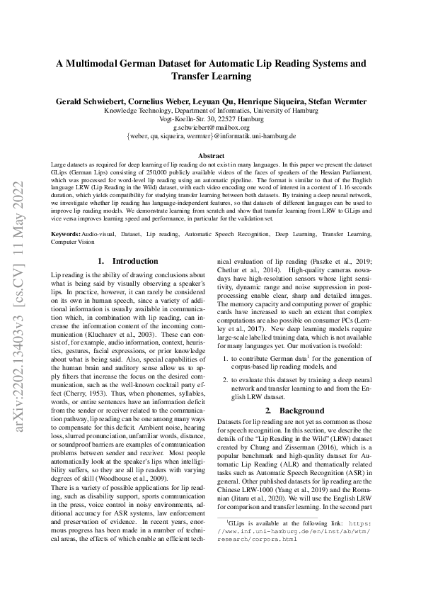 (PDF) A Multimodal German Dataset for Automatic Lip Reading Systems and ...