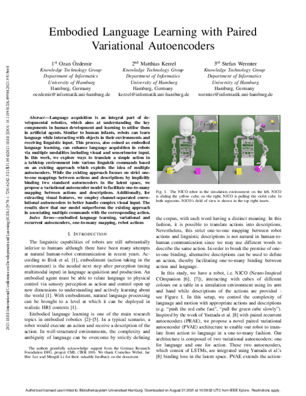 (PDF) Embodied Language Learning with Paired Variational Autoencoders
