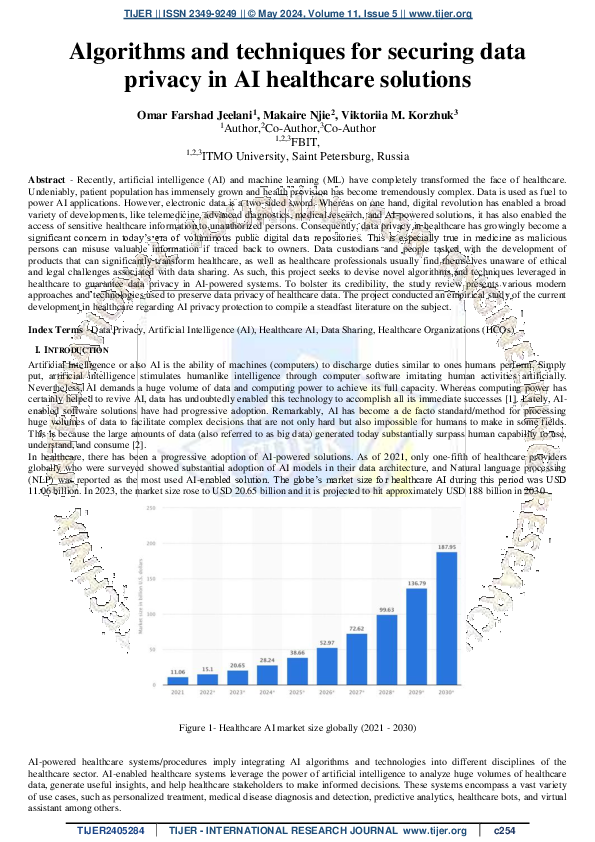 (PDF) Algorithms and techniques for securing data privacy in AI ...