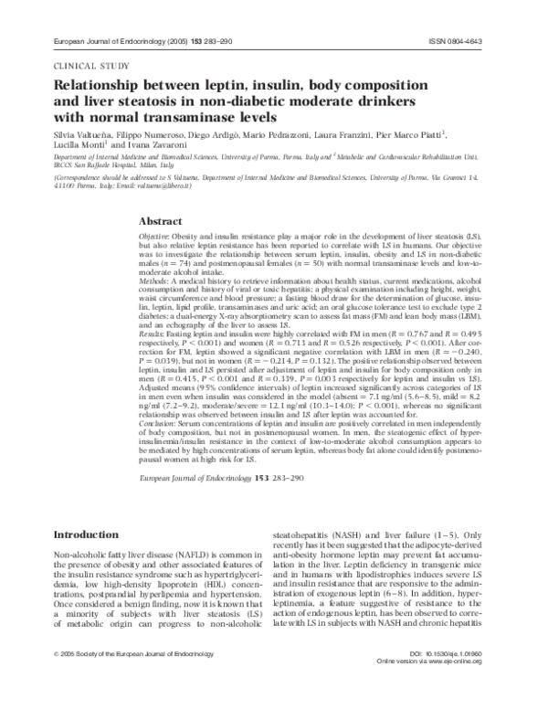 View of (PDF) Relationship between leptin, insulin, body composition and liver ...