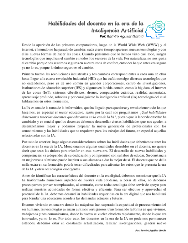 (PDF) Habilidades del Docente en la Era de la IA
