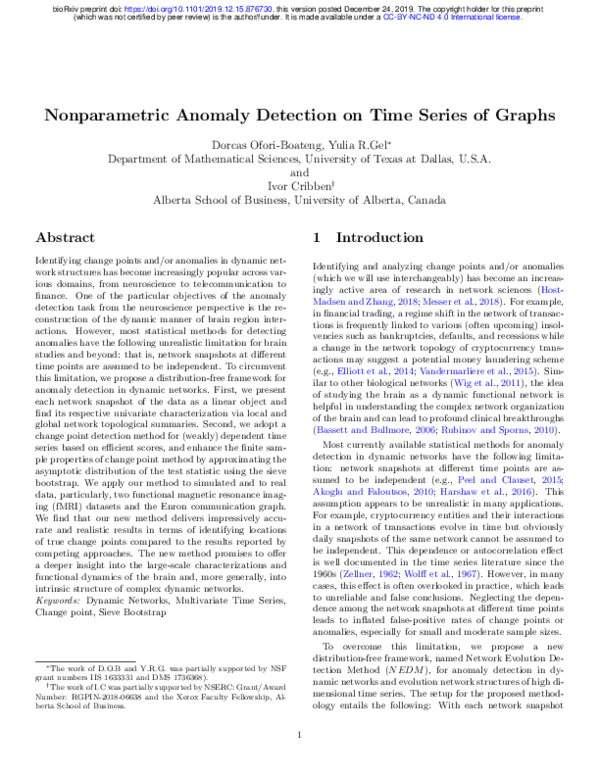(PDF) Nonparametric Anomaly Detection on Time Series of Graphs