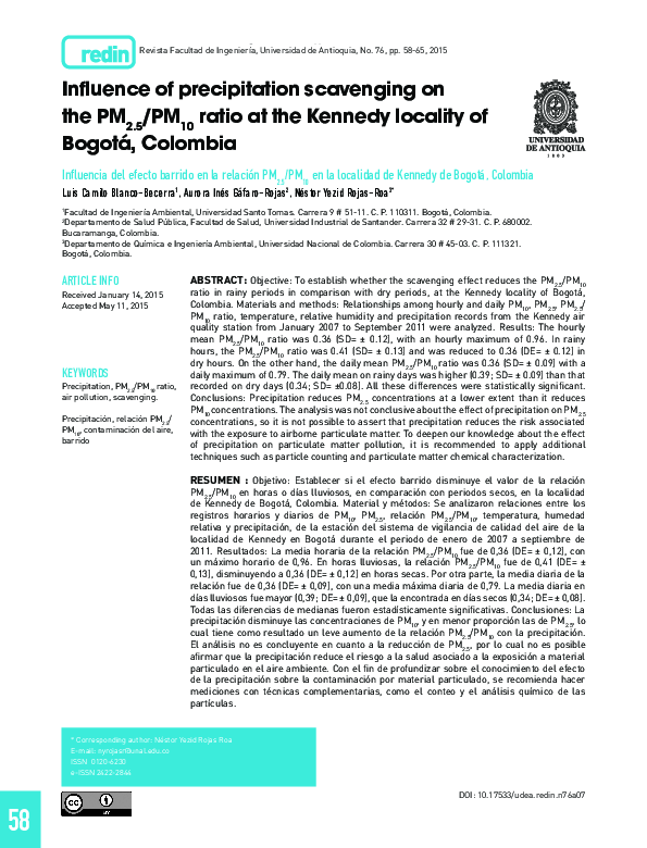 (PDF) Influence of precipitation scavenging on the PM2.5PM10 ratio at ...
