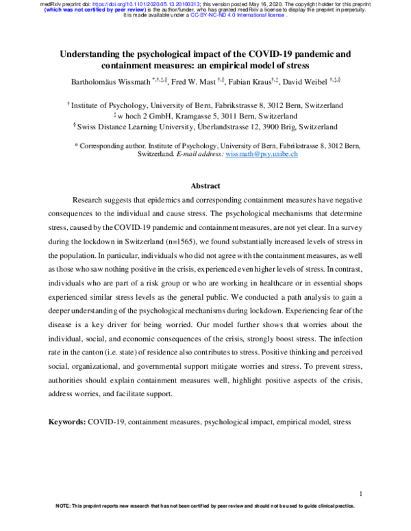 (PDF) Understanding the psychological impact of the COVID-19 pandemic ...