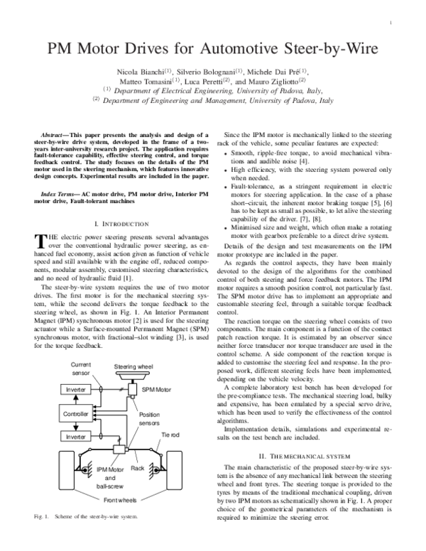 (PDF) The steering effect PM motor drives for automotive systems