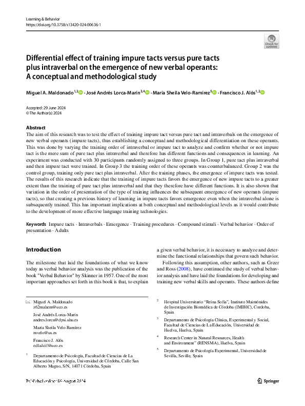 (PDF) Differential effect of training impure tacts versus pure tacts ...