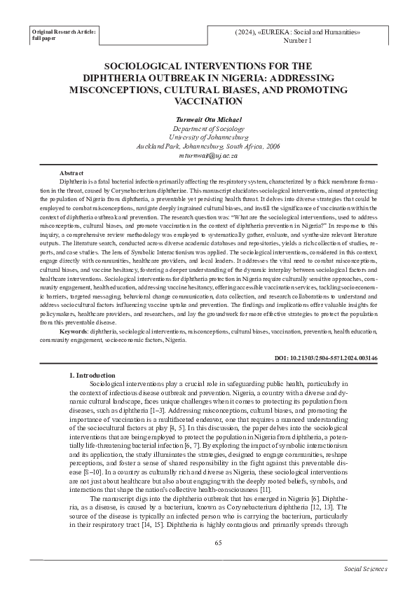 (PDF) Sociological interventions for the diphtheria outbreak in Nigeria ...