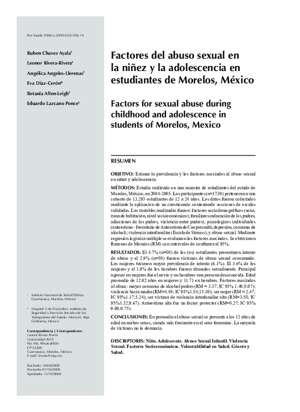 (PDF) Factores del abuso sexual en la niñez y la adolescencia en