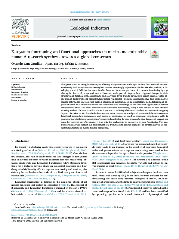 (PDF) Ecosystem functioning and functional approaches on marine ...