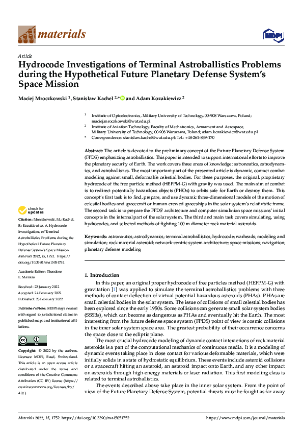 (PDF) Hydrocode Investigations of Terminal Astroballistics Problems ...