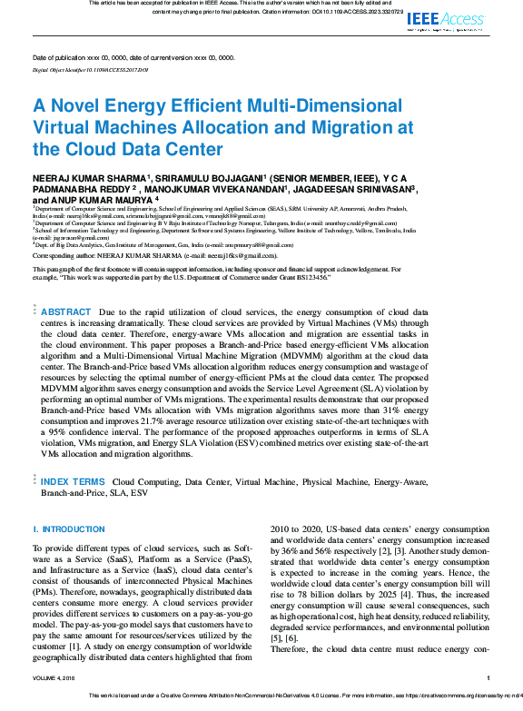 (PDF) A Novel Energy Efficient Multi-Dimensional Virtual Machines ...