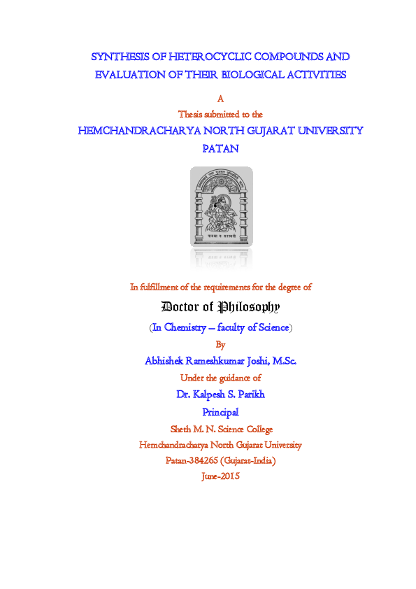 (PDF) Synthesis of heterocyclic compounds and evaluation of their ...