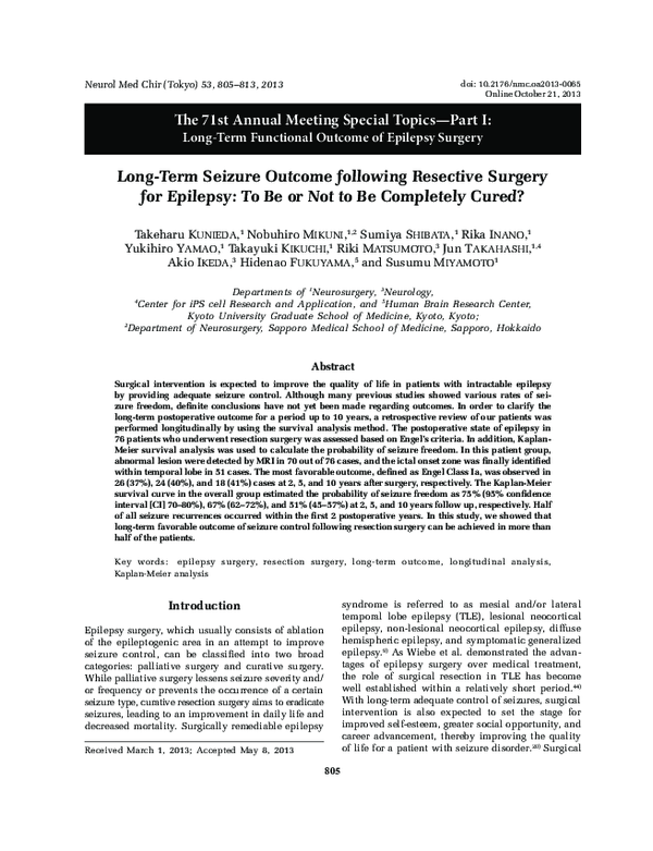 (PDF) Long-Term Seizure Outcome Following Resective Surgery for ...