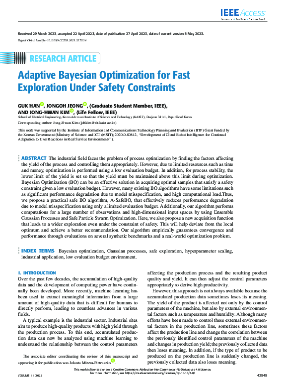 (PDF) Adaptive Bayesian Optimization for Fast Exploration Under Safety ...