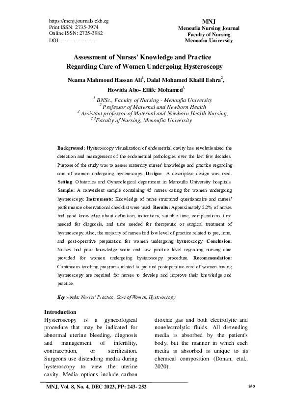 (PDF) Assessment of Nurses' Knowledge and Practice Regarding Care of ...