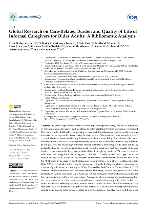 (PDF) Global Research on Care-Related Burden and Quality of Life of ...
