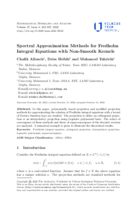 (PDF) Spectral Approximation Methods for Fredholm Integral Equations ...