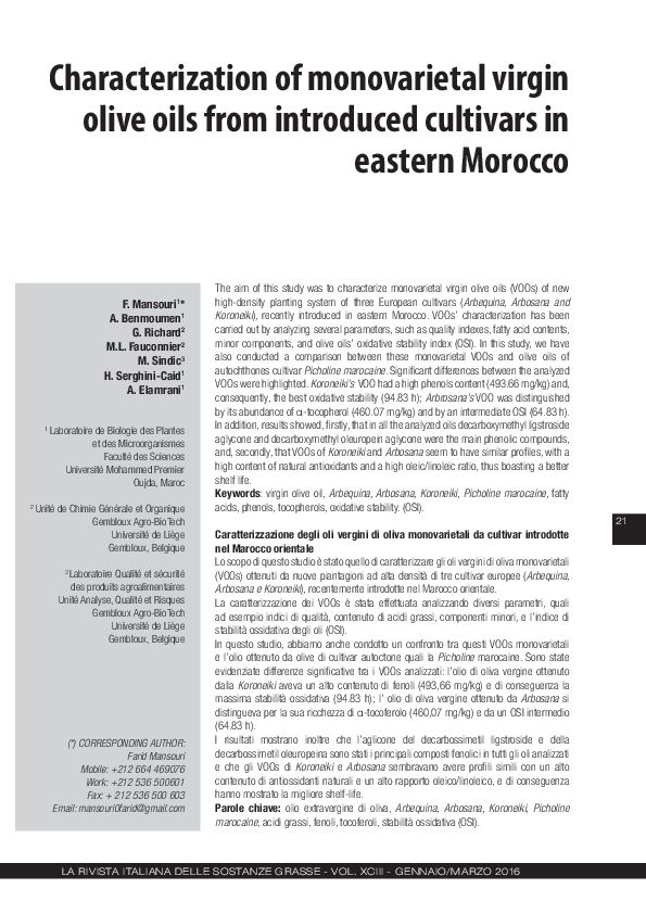 (PDF) Characterization of monovarietal virgin olive oils from ...