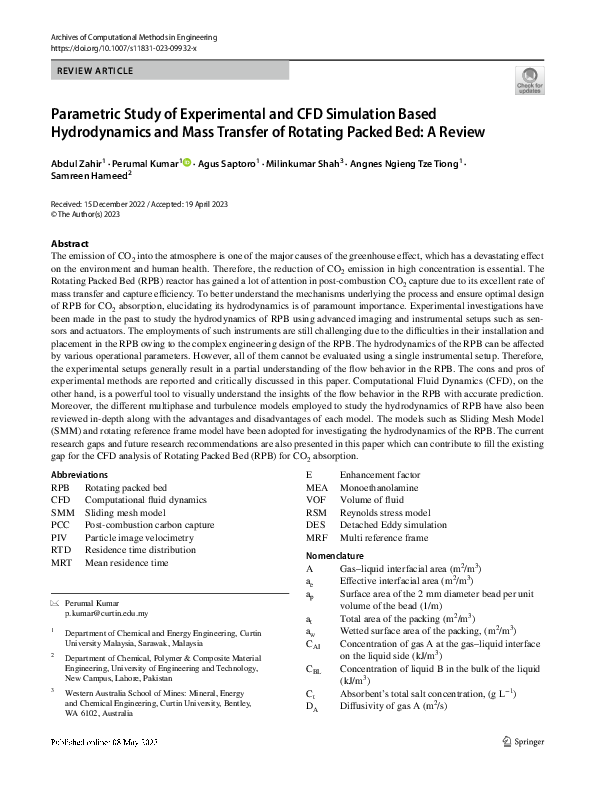 (PDF) Parametric Study of Experimental and CFD Simulation Based ...