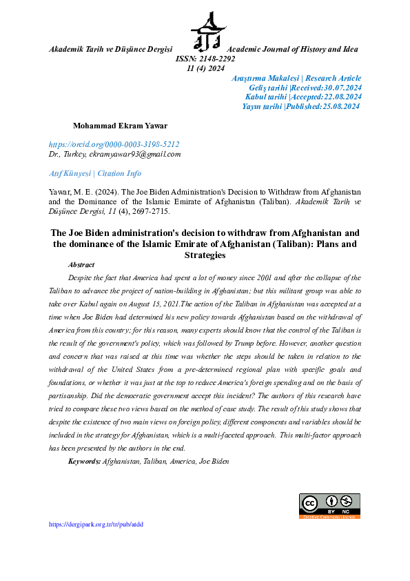 (PDF) The Joe Biden administration's decision to withdraw from ...