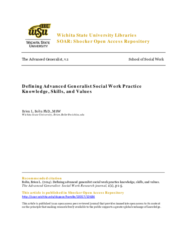 (PDF) Defining Advanced Generalist social work practice knowledge ...