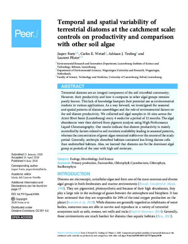 (PDF) Temporal and spatial variability of terrestrial diatoms at the ...