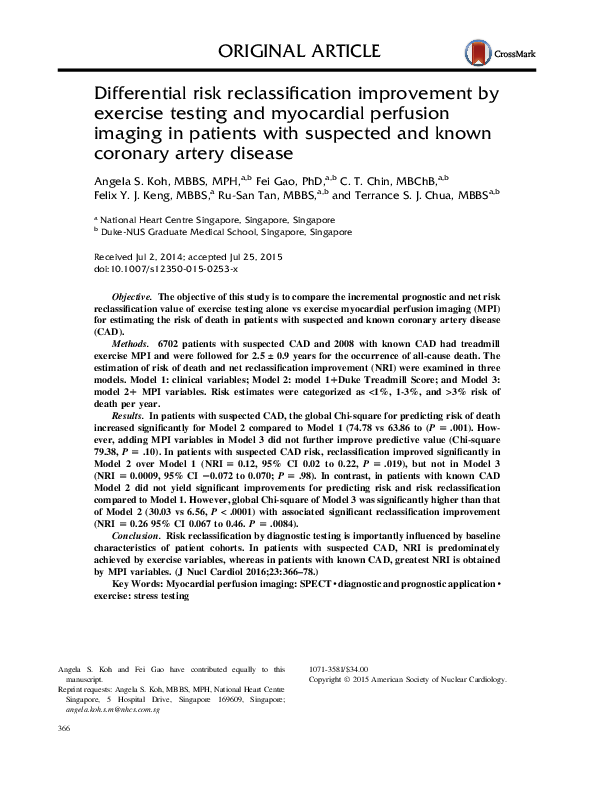 (PDF) Differential risk reclassification improvement by exercise ...