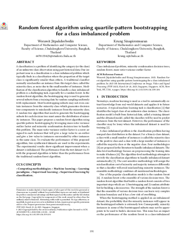 (PDF) Random forest algorithm using quartile-pattern bootstrapping for ...