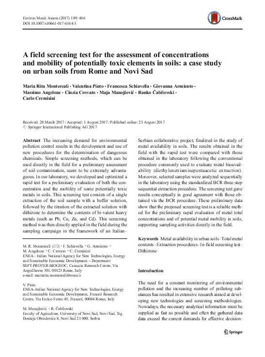 (PDF) A field screening test for the assessment of concentrations and ...