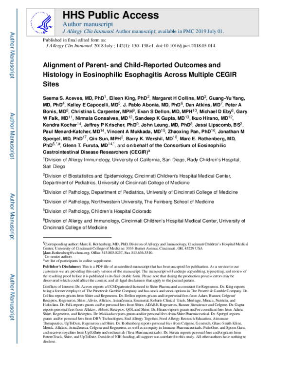 (PDF) Alignment of Parent- and Child-Reported Outcomes and Histology in ...
