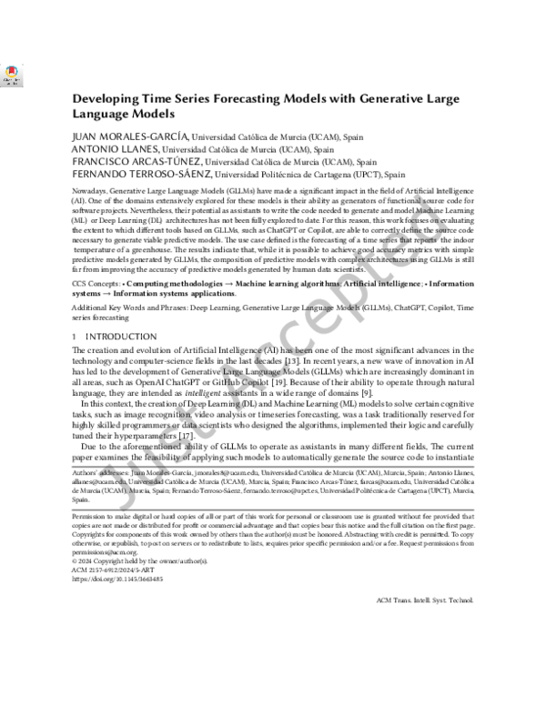 (PDF) Developing Time Series Forecasting Models with Generative Large ...
