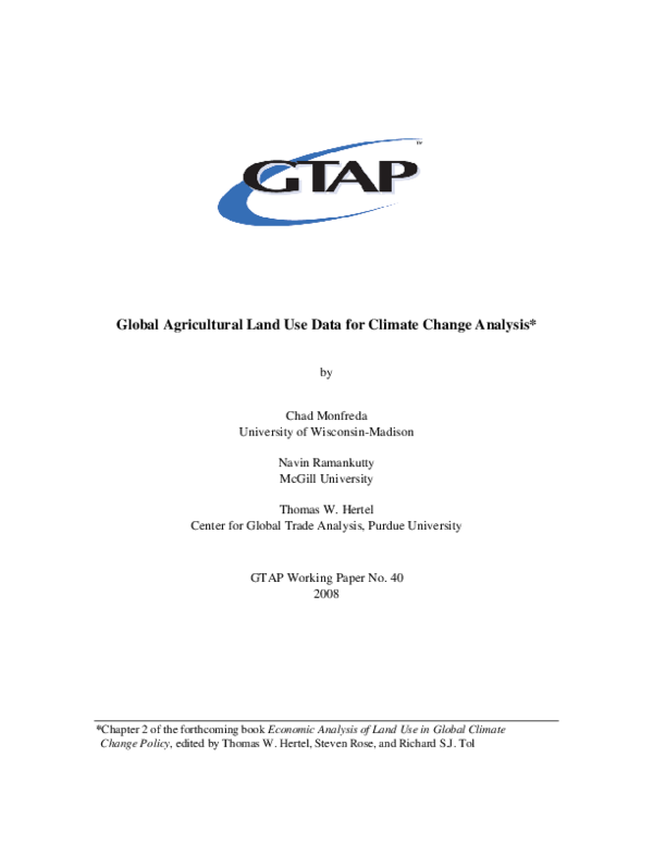 (PDF) Global Agricultural Land Use Data for Climate Change Analysis