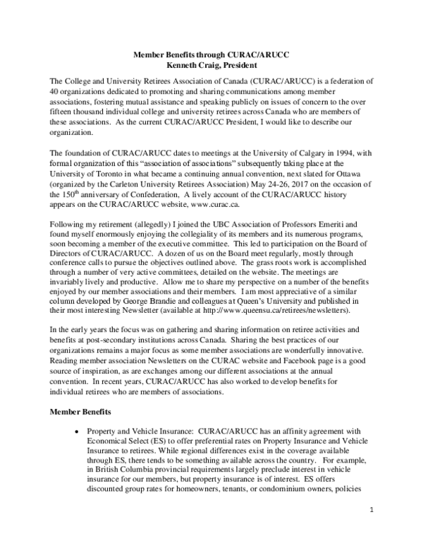 (PDF) Member Benefits through CURAC/ARUCC