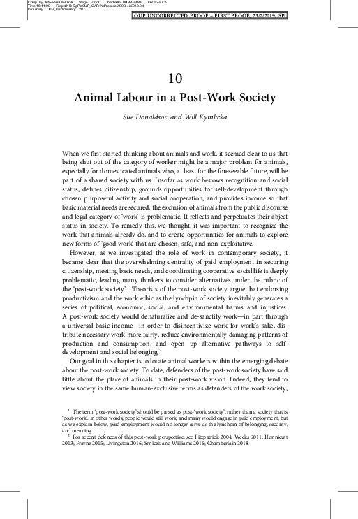 (PDF) Animal Labour in a Post-Work Society (2019)