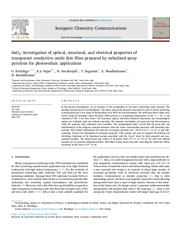 (PDF) SnO 2 : Investigation of optical, structural, and electrical ...