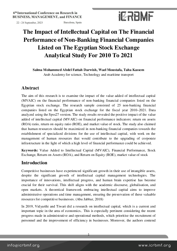 (PDF) The Impact of Intellectual Capital on the Financial Performance ...
