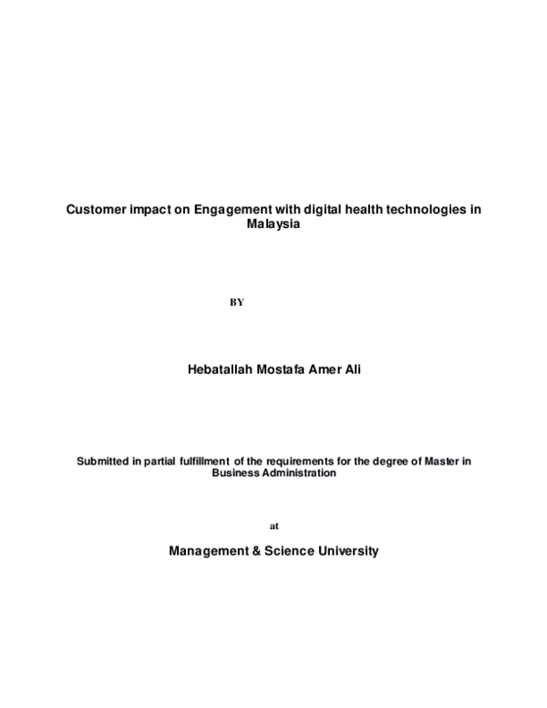 (PDF) Customer impact on Engagement with digital health technologies in ...